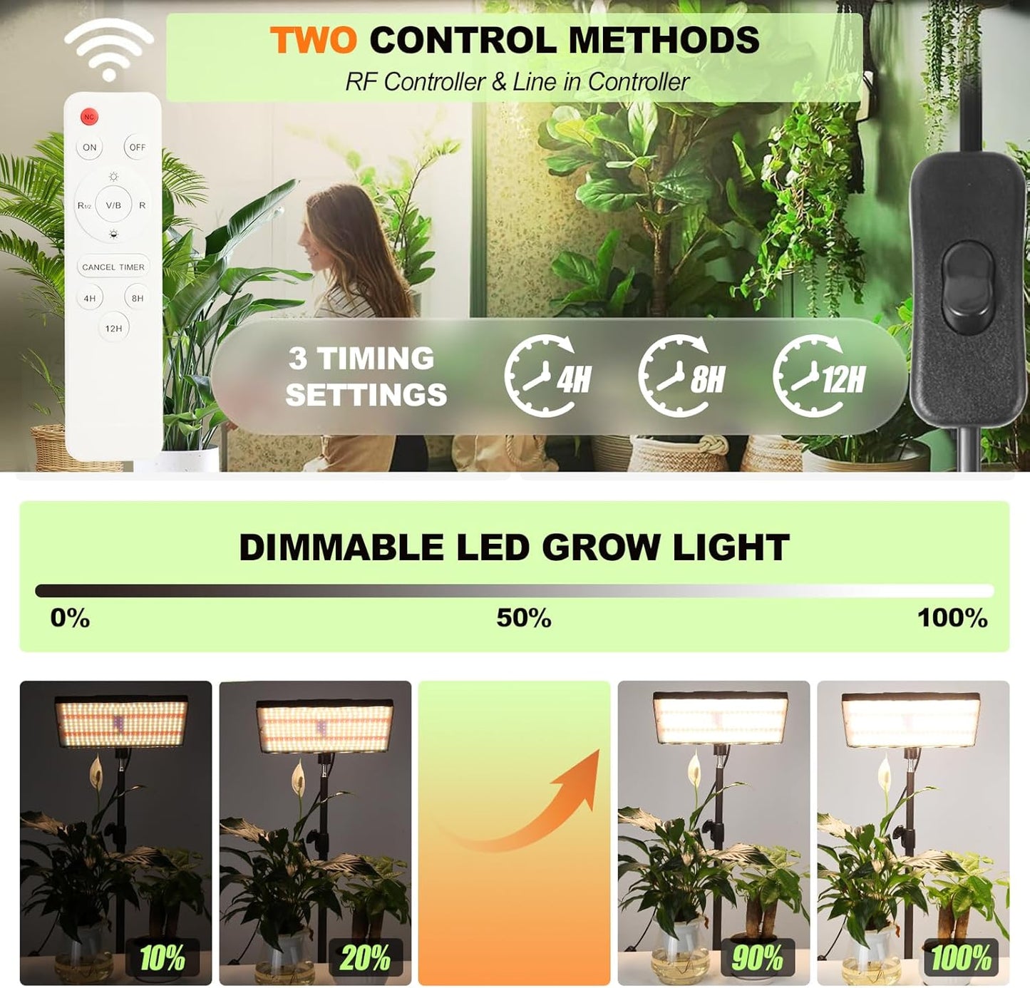 LED Pflanzenlampe mit Ständer und Timer (Vollspektrum), Vollspektrum