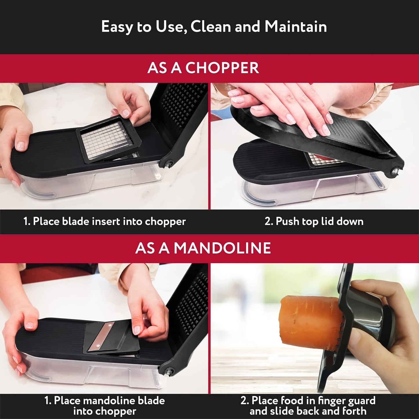 Gemüseschneider, 6-in-1 Kompakt Schwarz