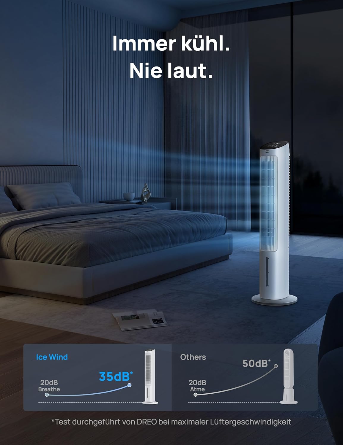 Turmventilator mit Kühlung