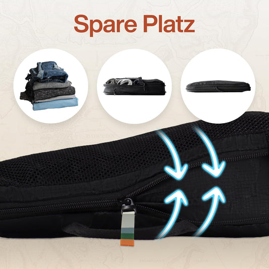 7-teiliges Packwürfel-Set, Schwarz 7-teiliges Set