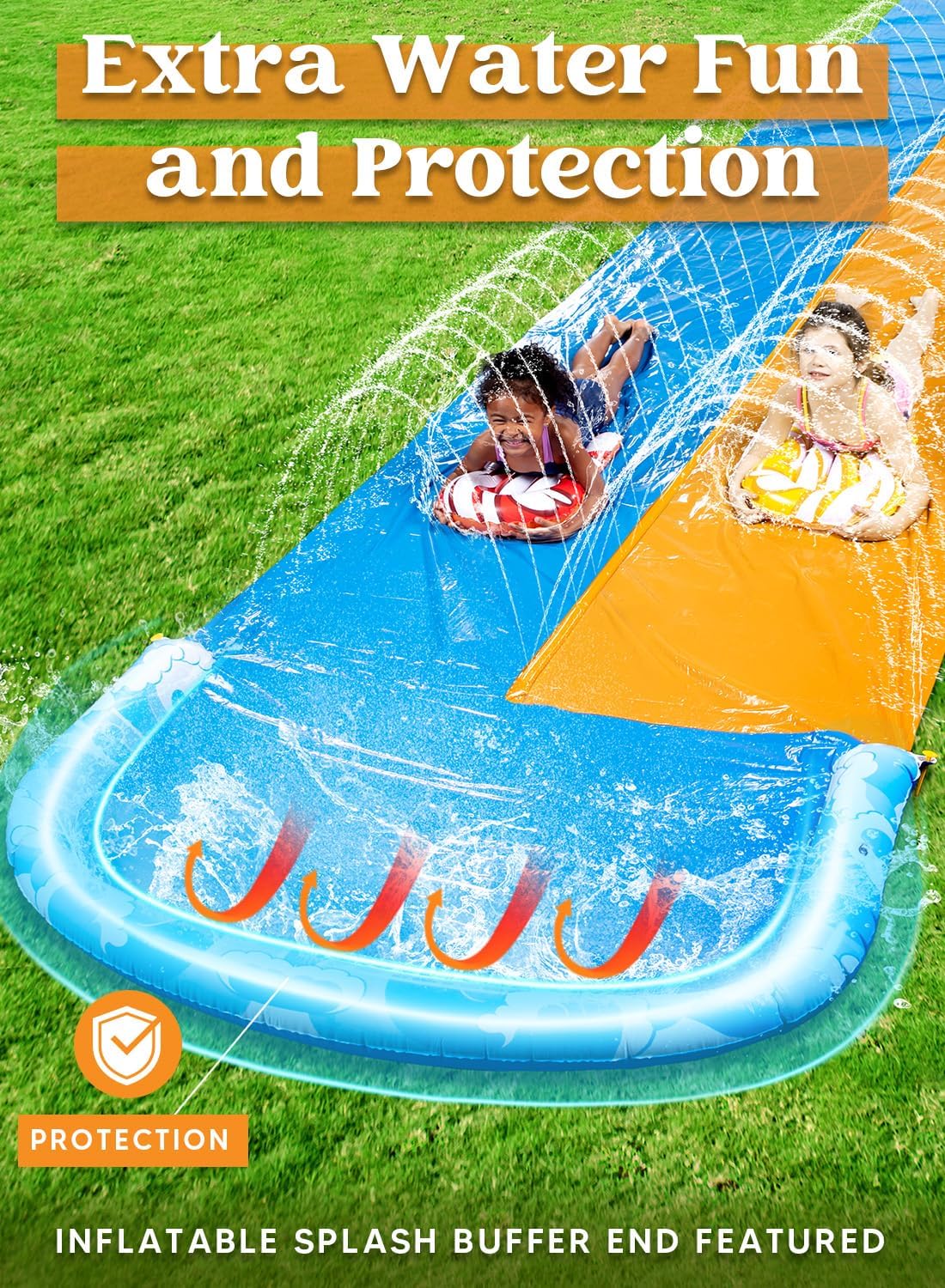 Wasserrutsche mit eingebauter Sprinkleranlage