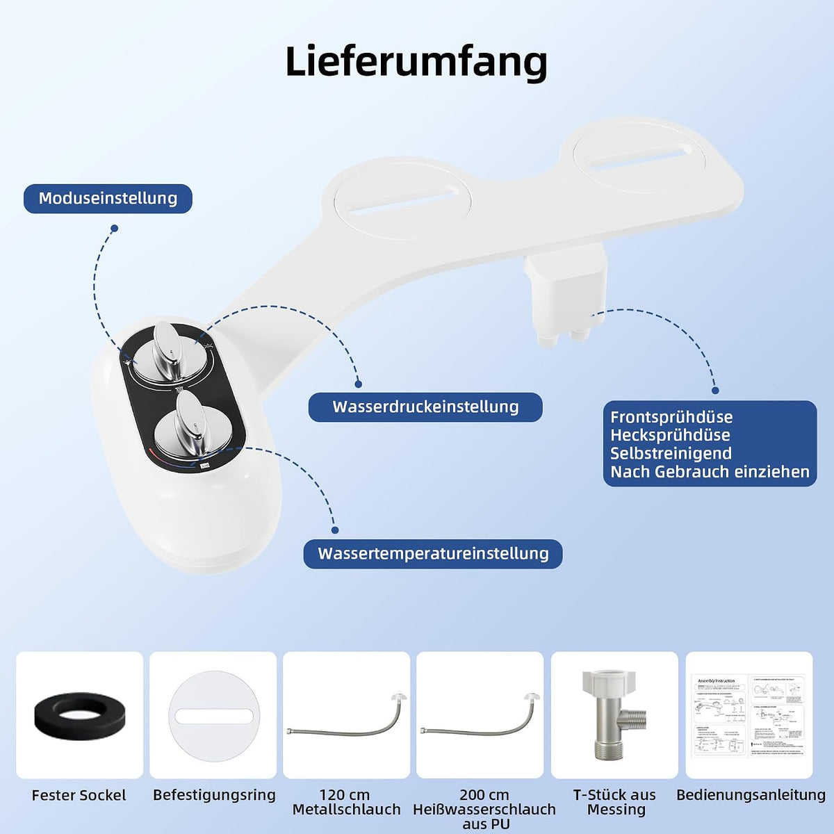 Ultra-Slim Bidet-Aufsatz mit Selbstreinigung, Hot & Cold Bidet