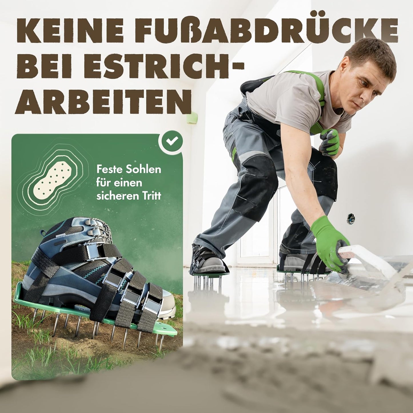 Rasenlüfter Nagelschuhe, Metallverschluss - 2 Nagellängen