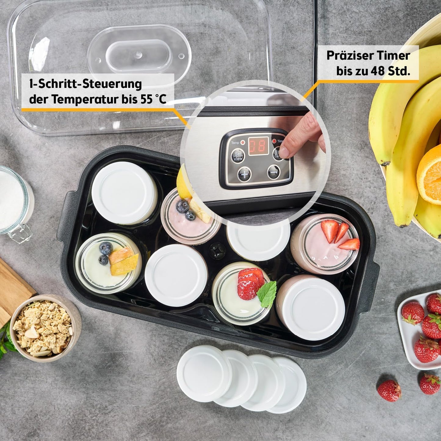 Elektrischer Joghurt Maker mit Timer und Auto-Stop