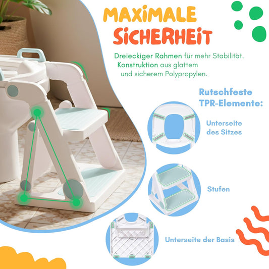 Toilettensitz mit Treppe für Kinder, Blau