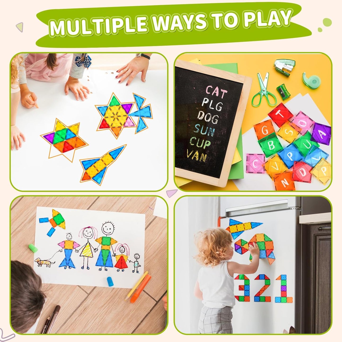 Magnetische Bausteine Starterset (64 Teile, inkl. Auto), 64pcs