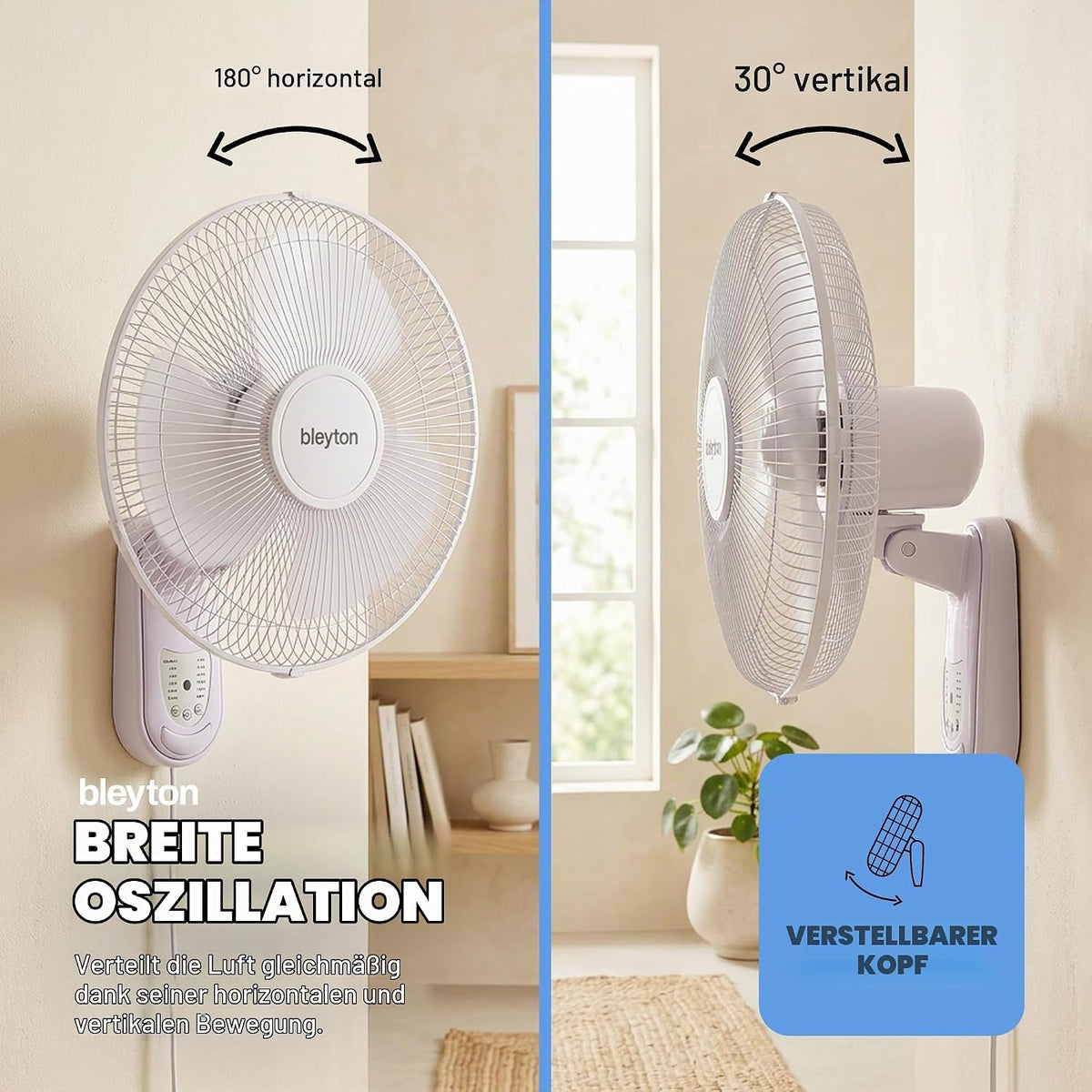 Shadow Wandventilator mit Fernbedienung und Timer
