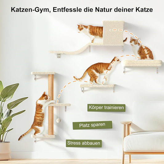 10-teiliges Kletterwand-Set mit Hängematte, Beige