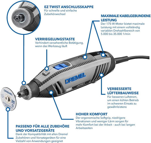 Rotationswerkzeug 4250, Dremel 4250 3 Vorsatzgerät 45 Zubehöre