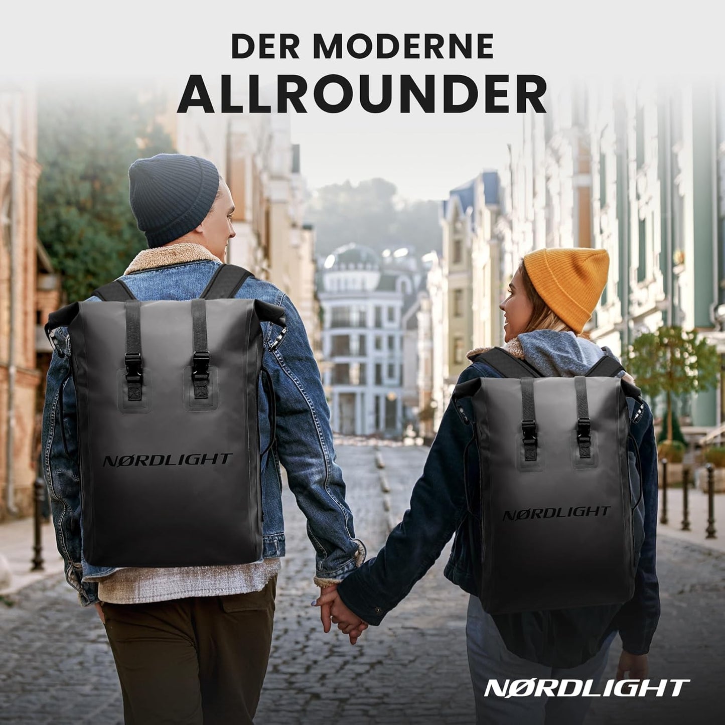 Wasserdichter Rucksack, Nachtschwarz 35 L