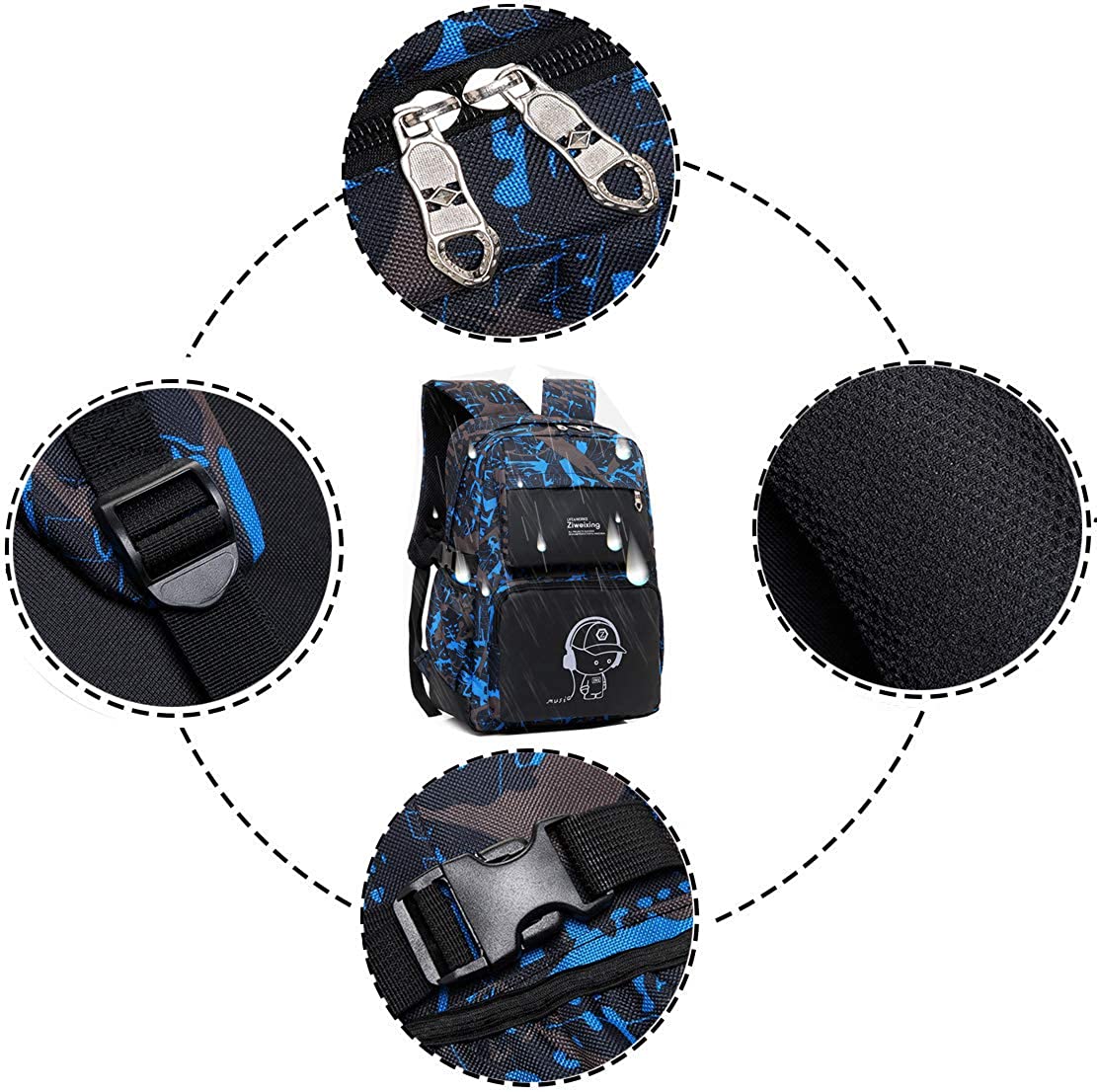 Schulthek, Schwarz/Blau BB06