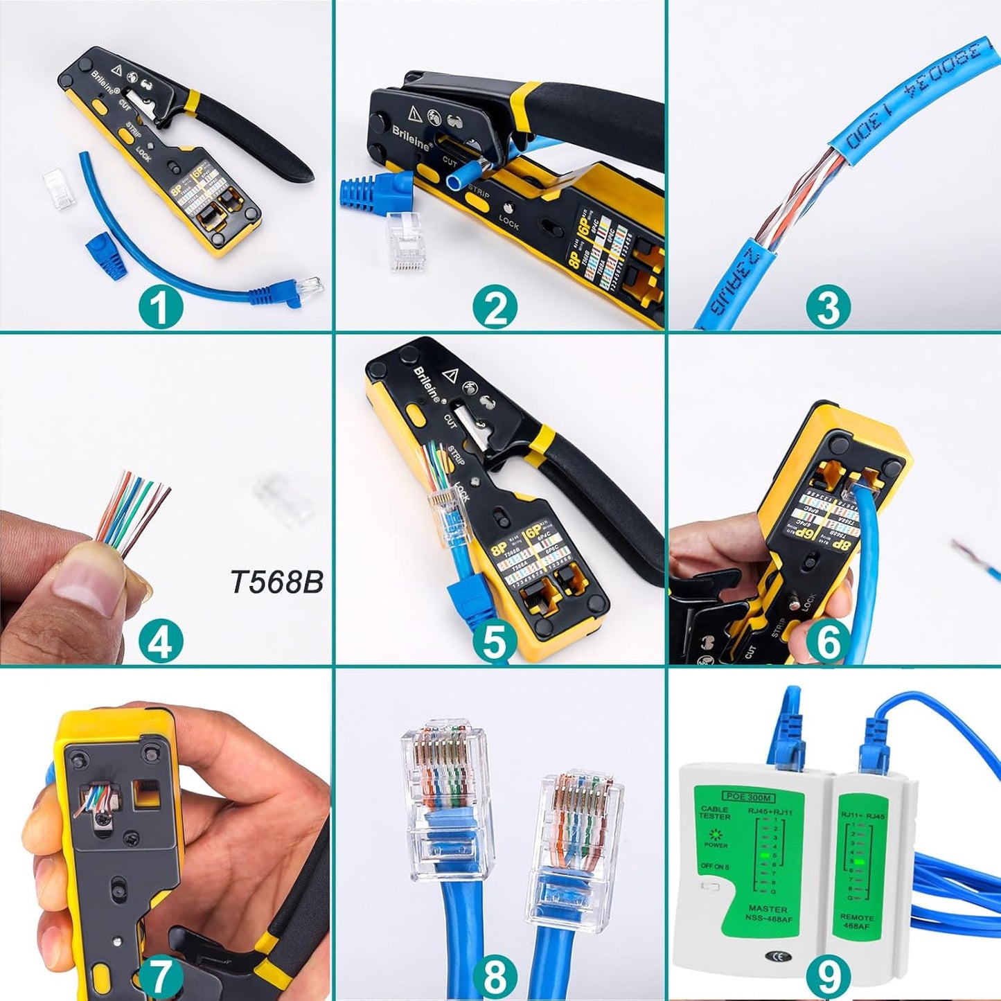 RJ45 Crimpwerkzeug Ethernet Kit, RJ45 Crimper Kit-Yellow