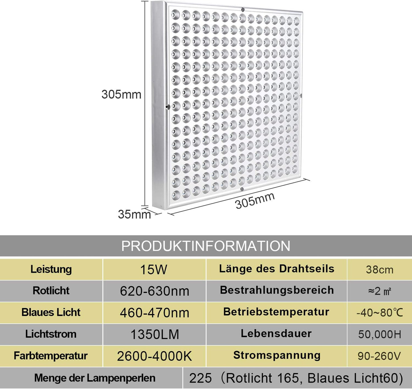 LED Grow Lampe, 2x, 15W