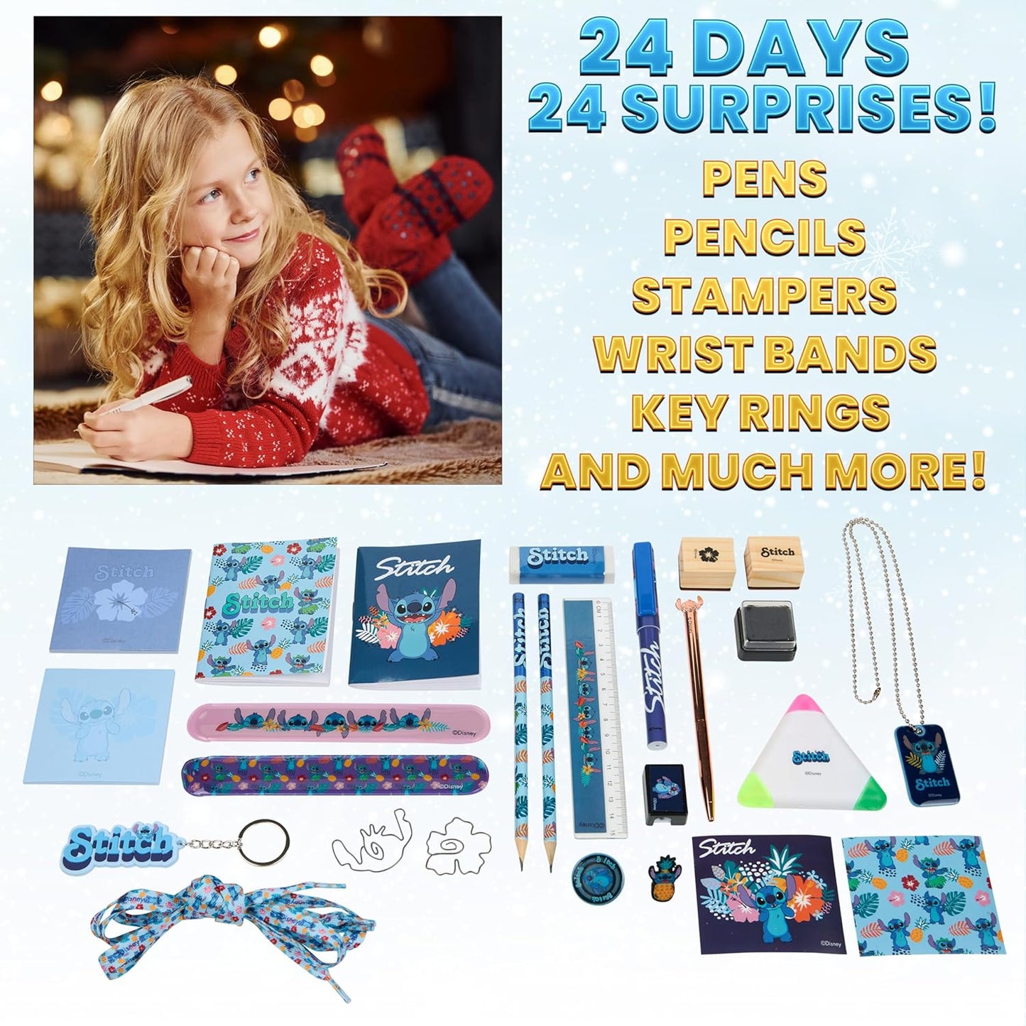 Stitch Adventskalender, Blau Stitch Schreibwaren