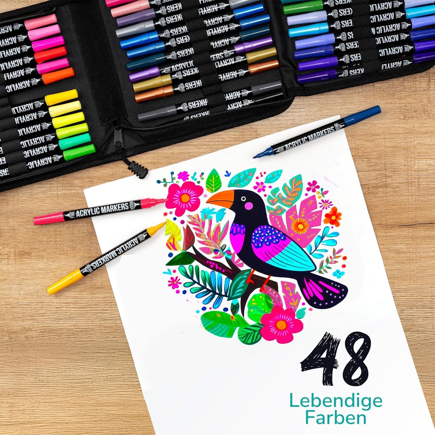 48-teiliges Acrylstifte-Set mit Doppelspitze