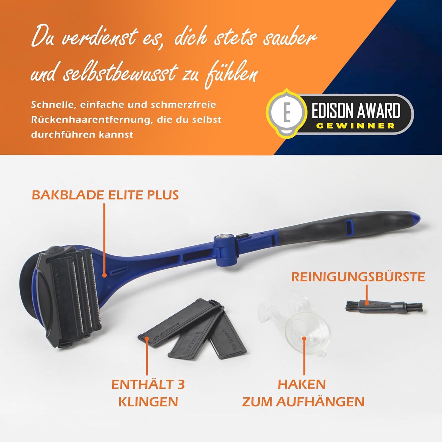 Ergonomischer Rückenrasierer 2.0 Elite mit Ersatzklingen