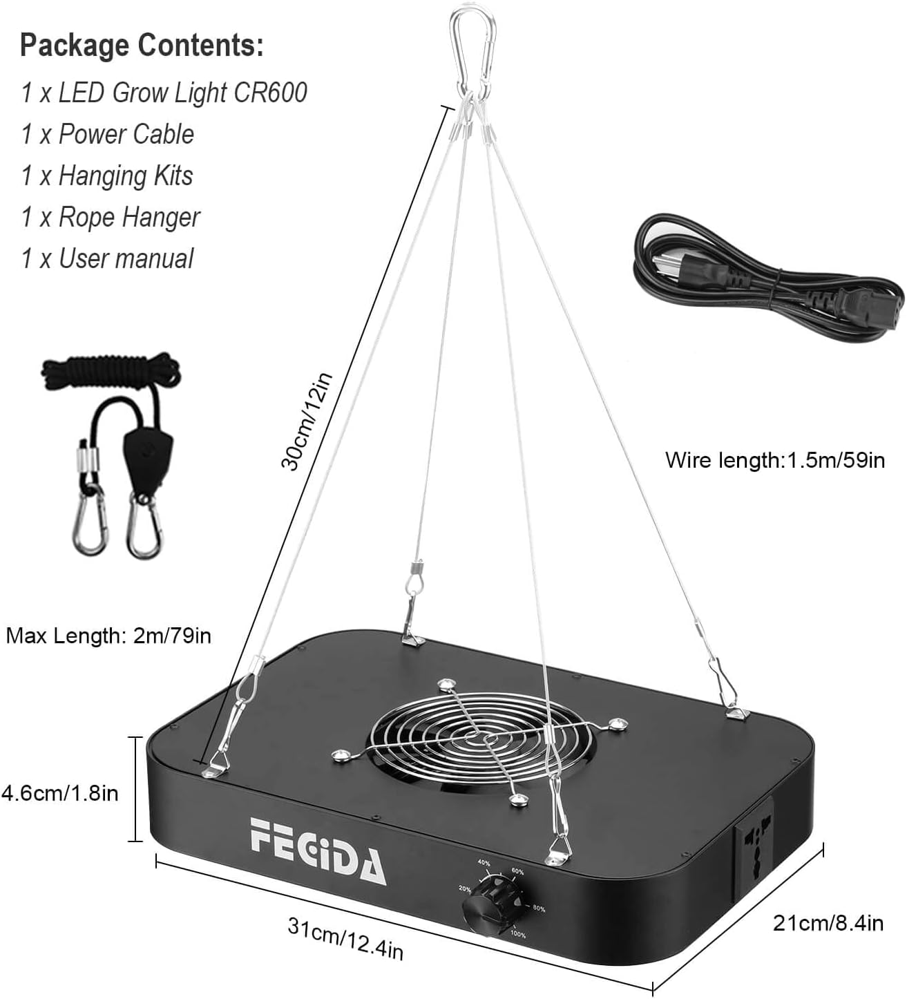 Dimmbare LED-Pflanzenlampe, Panel 130 Watt