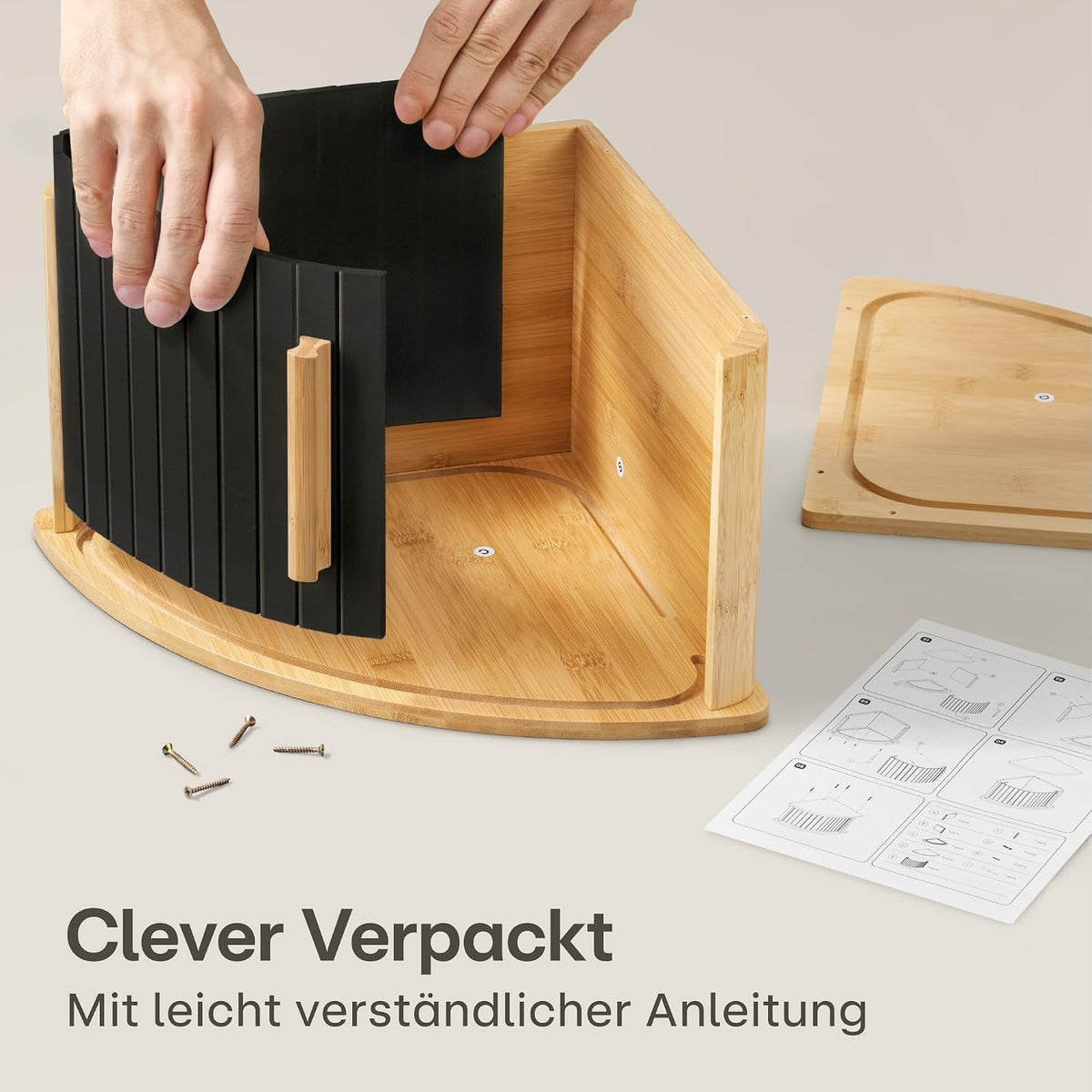 Eckbrotkasten mit Schiebetür aus Holz, Schwarz
