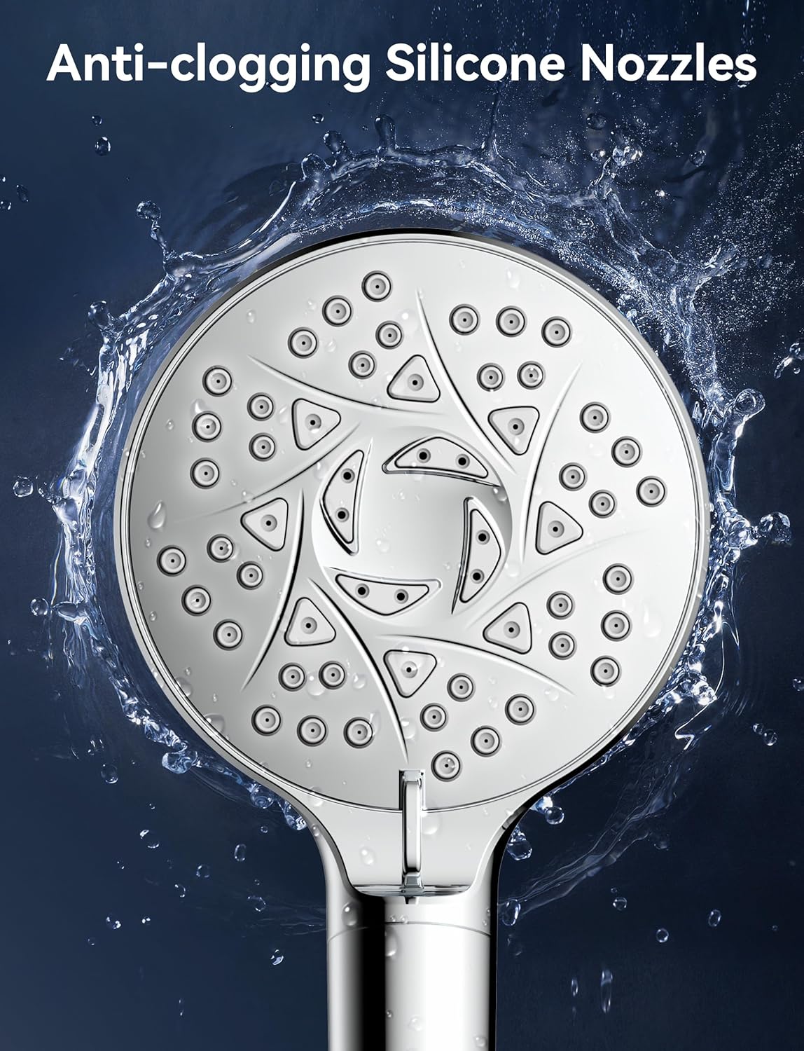 Duschkopf mit 20-stufiger Filterung und 6 Strahlarten, Silber