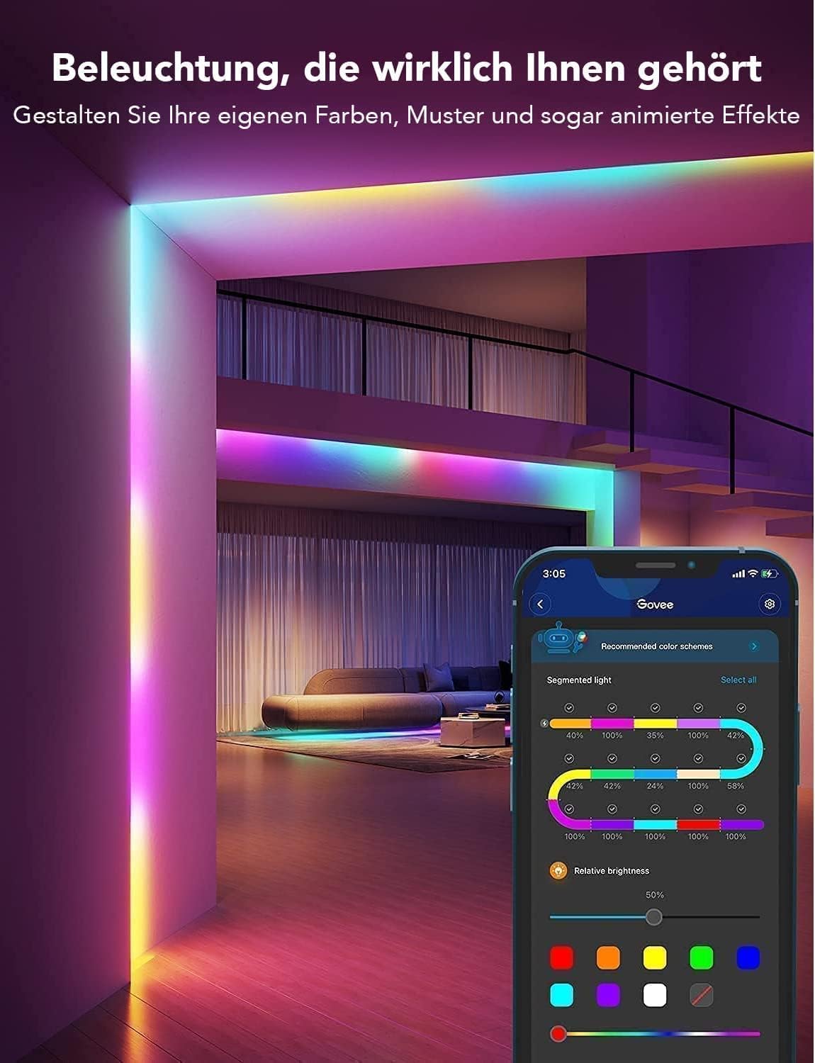 RGBIC LED Streifen 20m mit App-Steuerung, 20M