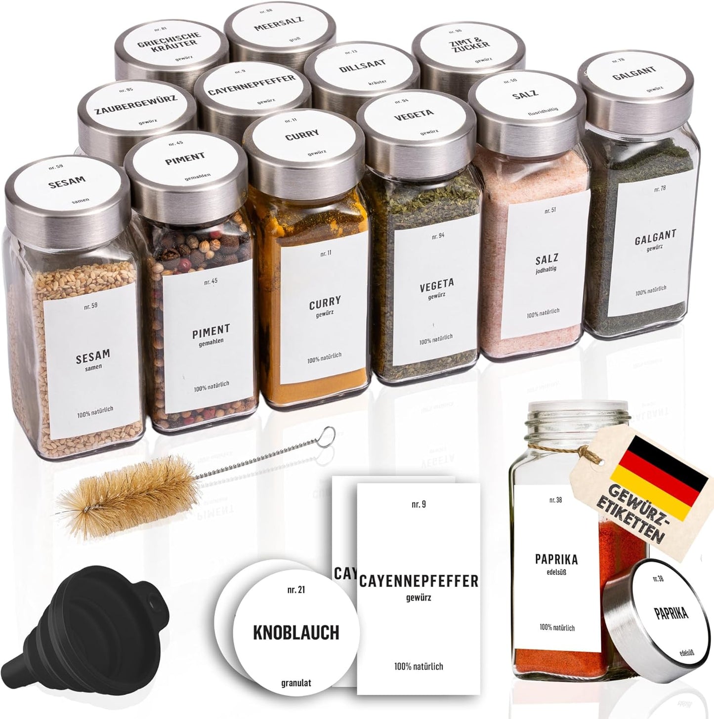 Gewürzgläser, 12er Set - Weiss