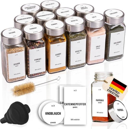 Gewürzgläser, 12er Set - Weiss