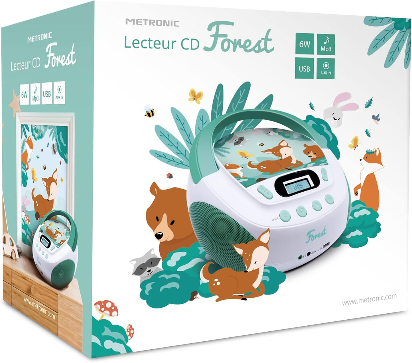 CD Player für Kinder mit Lautsprechern und USB, grün