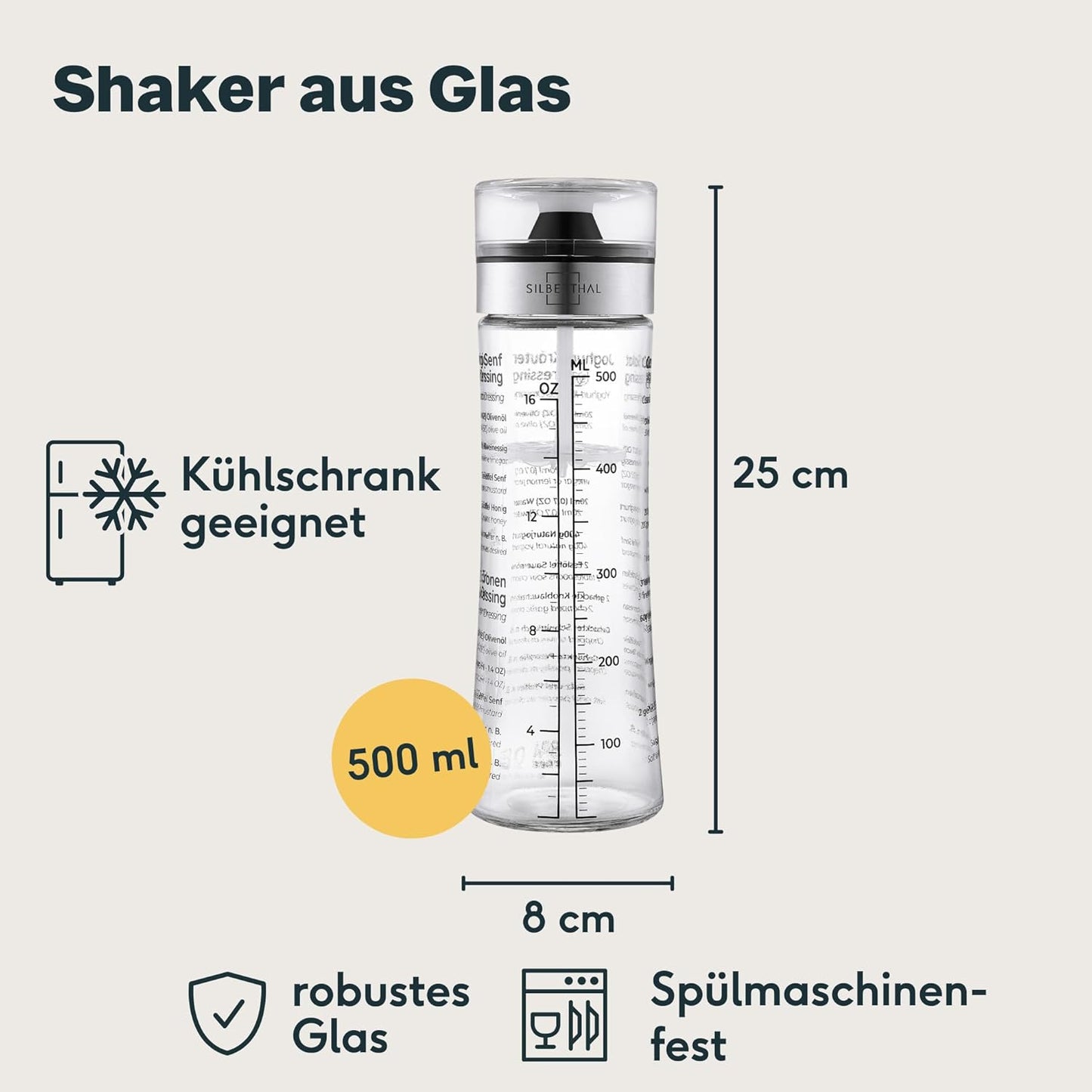Dressing-Shaker mit Mischeinsatz