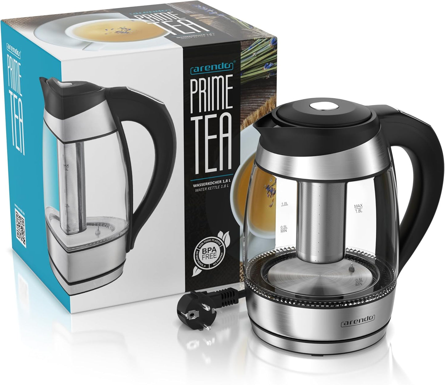 Wasserkocher Prime Tea Typ 2 mit Temperatureinstellung, LED Beleuchtung & Teesieb