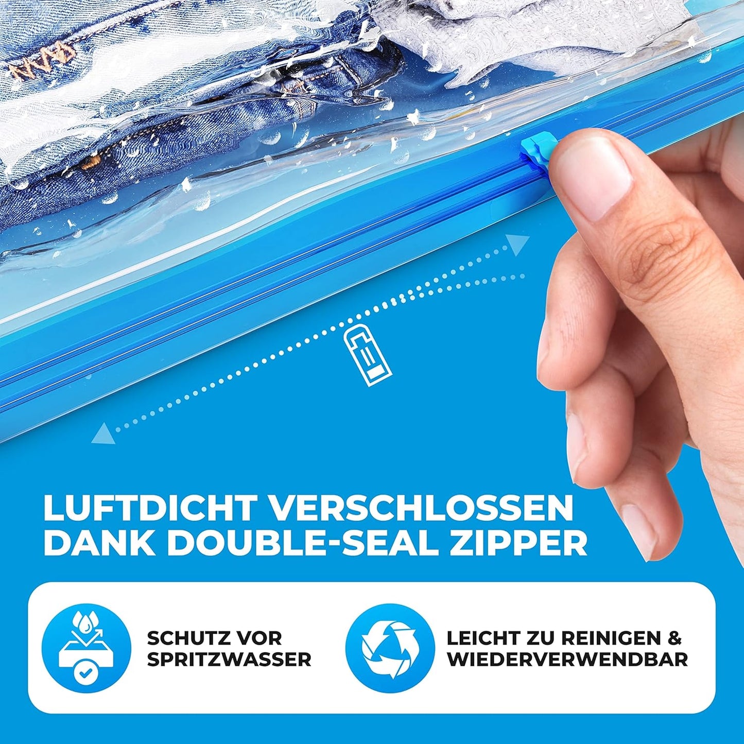 Vakuumbeutel-Set für Reisen (12 Stück) in 3 Grössen, 4x Medium + 4x Large + 4x XL (zum Rollen)