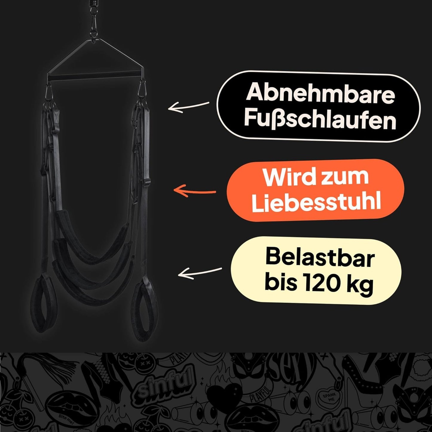 Verstellbare Liebesschaukel mit Fesseln