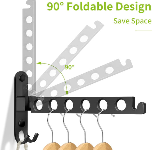 Klappbarer Wand-Kleiderhaken, Schwarz 6 Loch Einfach