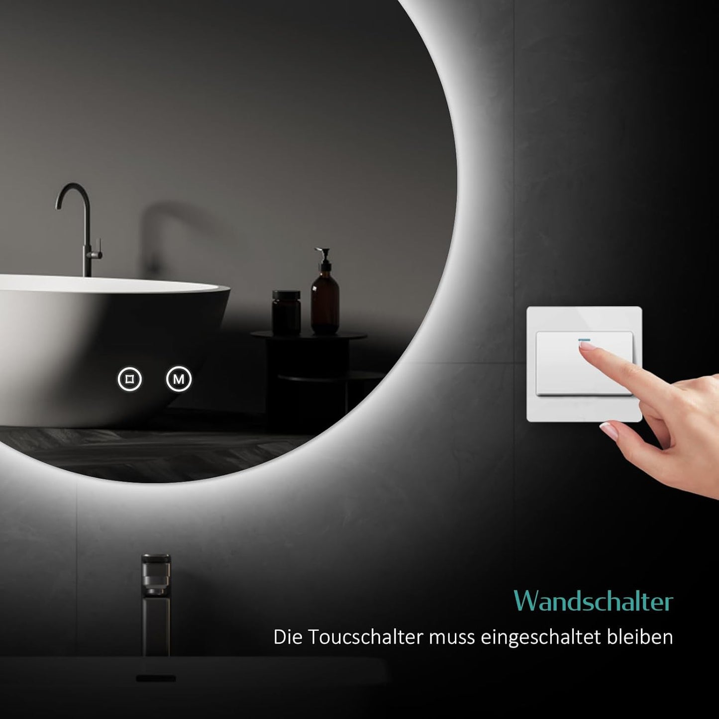 Runder dimmbarer Badspiegel mit Beleuchtung