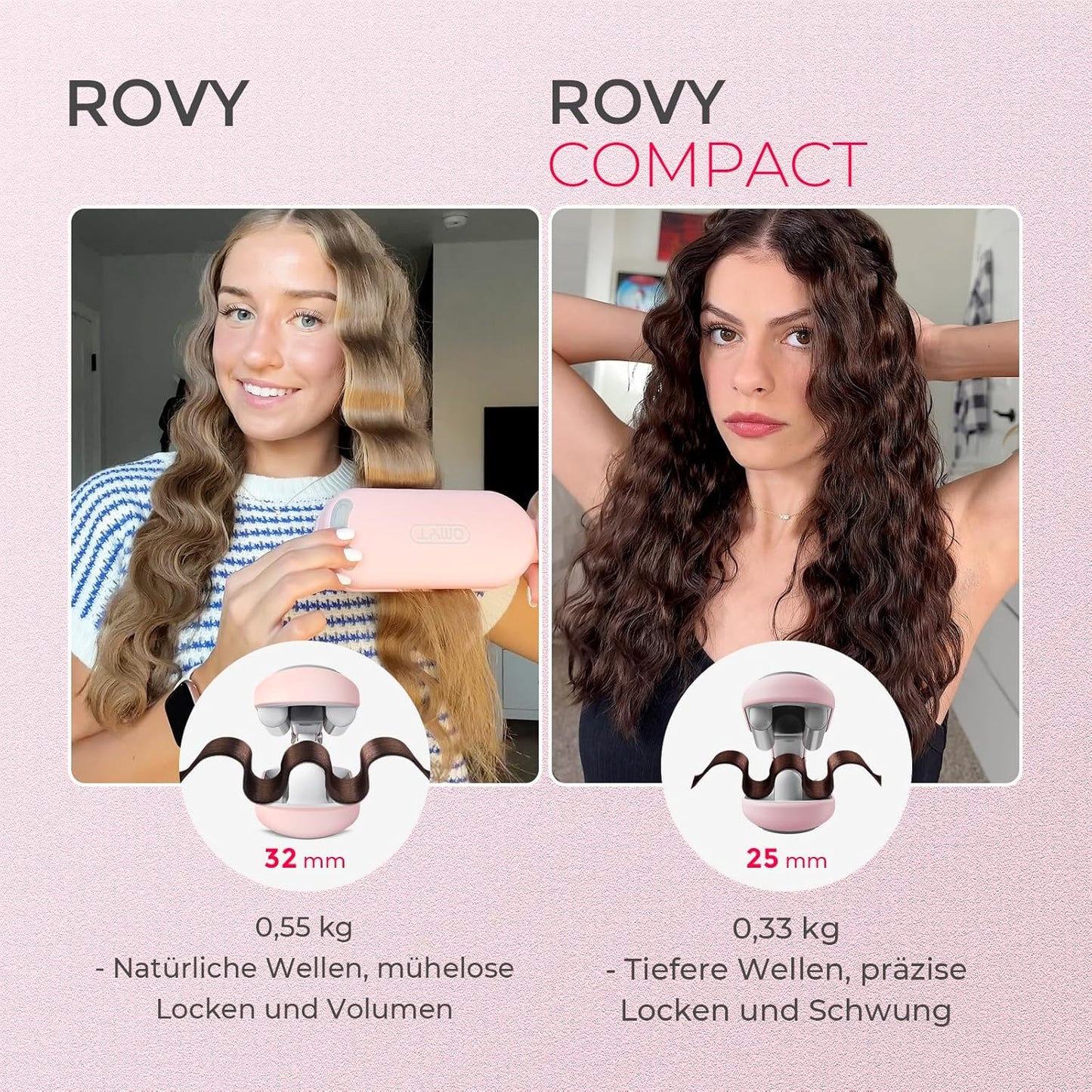 Welleneisen Rovy für Grosse Locken (25mm, 4 Temperaturen)