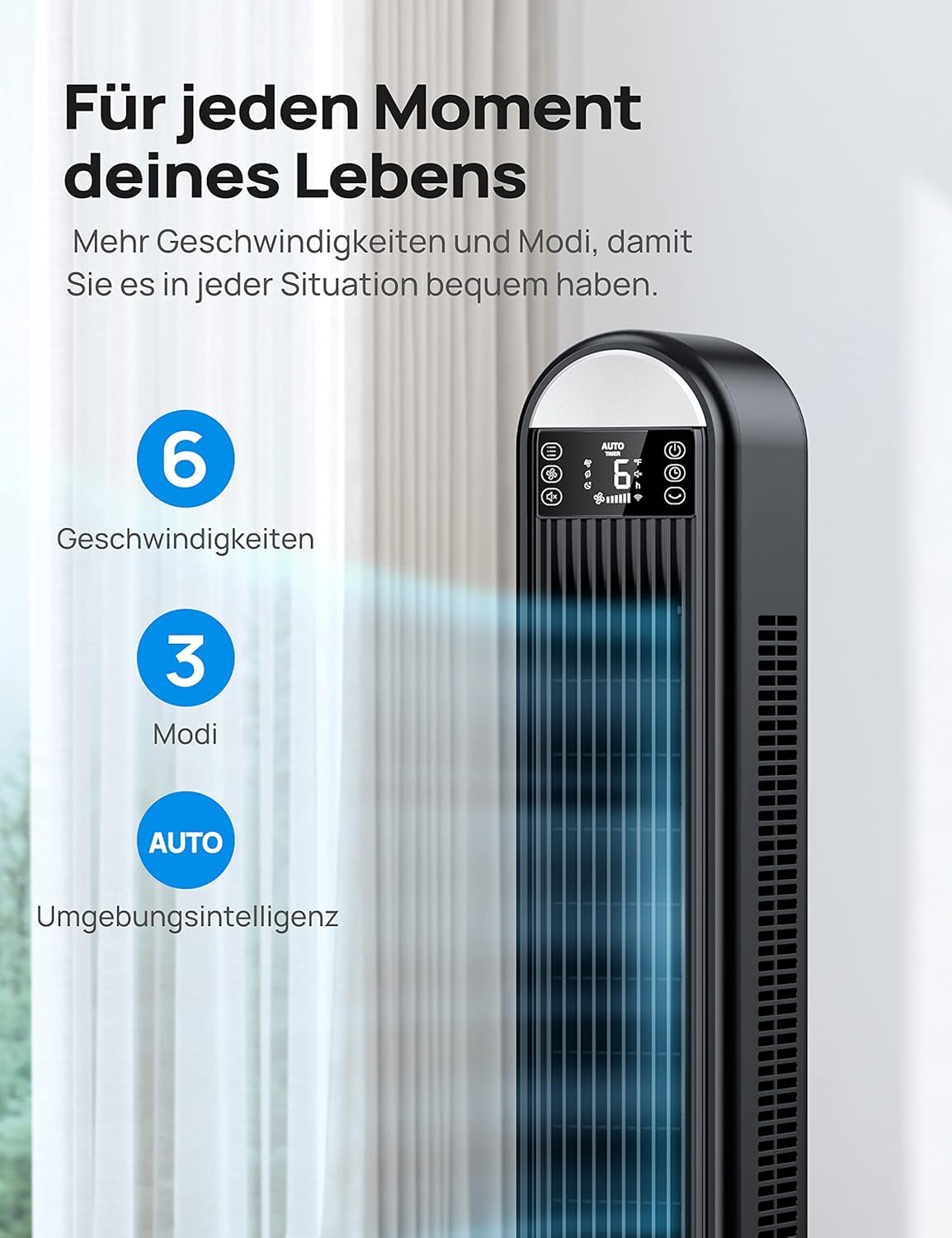 Smarter Turmventilator - Cruiser Pro T2S, Schwarz