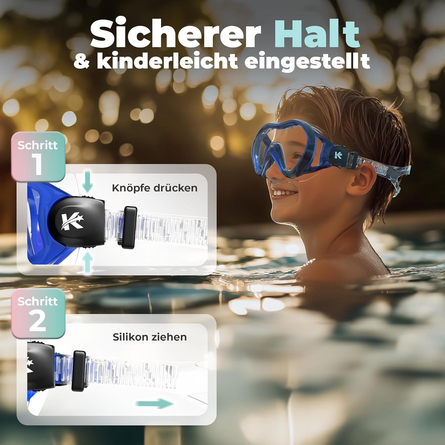 Panorama Taucherbrille für Kinder, Blau