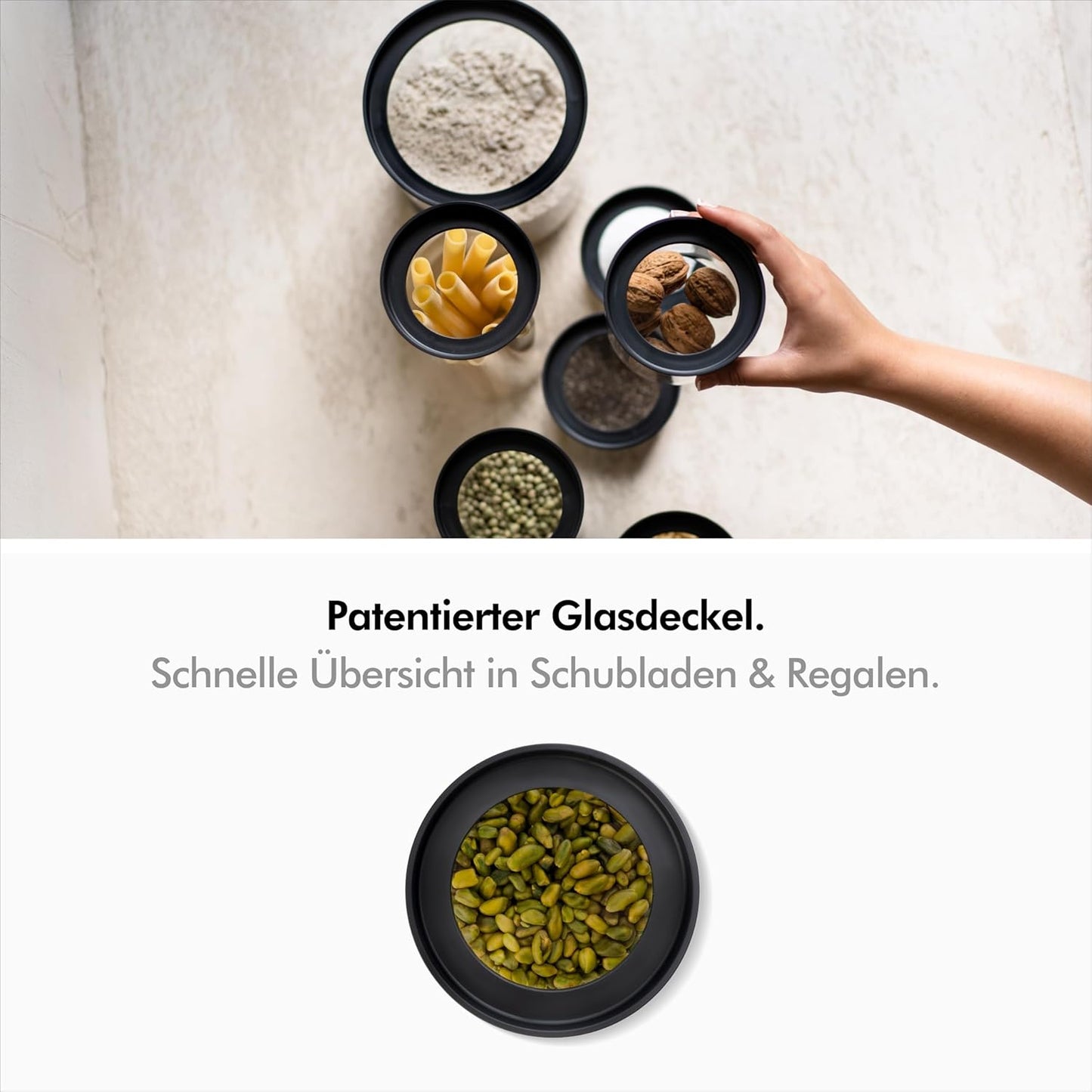 4x Vorratsgläser mit Deckel