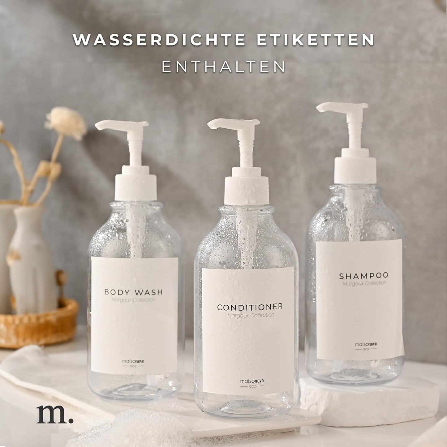 Nachfüllbare Shampoo- und Conditioner-Flaschen (3er Set), Klar Weiß X3