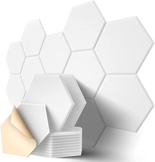 Hexagon Akustikplatten, 12 Stück weiss, Weiß