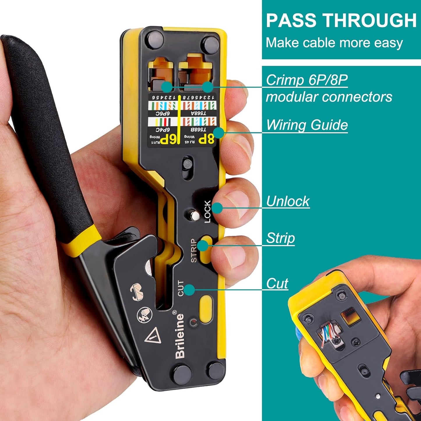 RJ45 Crimpwerkzeug Ethernet Kit, RJ45 Crimper Kit-Yellow