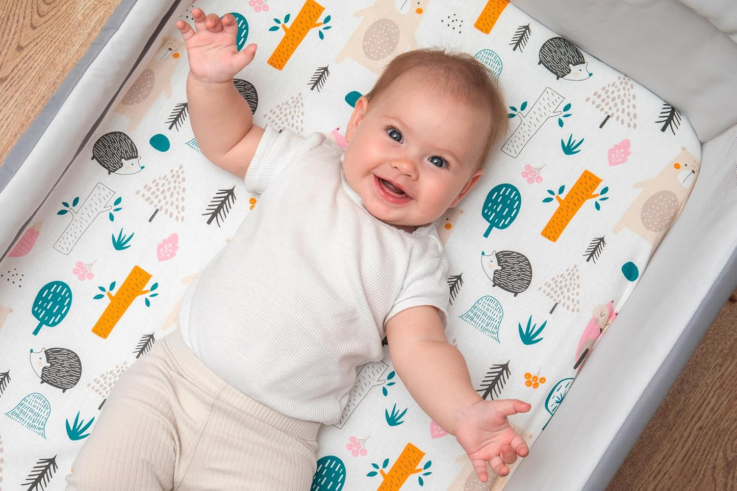 3-teiliges Baby-Spannbettlaken-Set, 50 x 83 cm Waldtiere