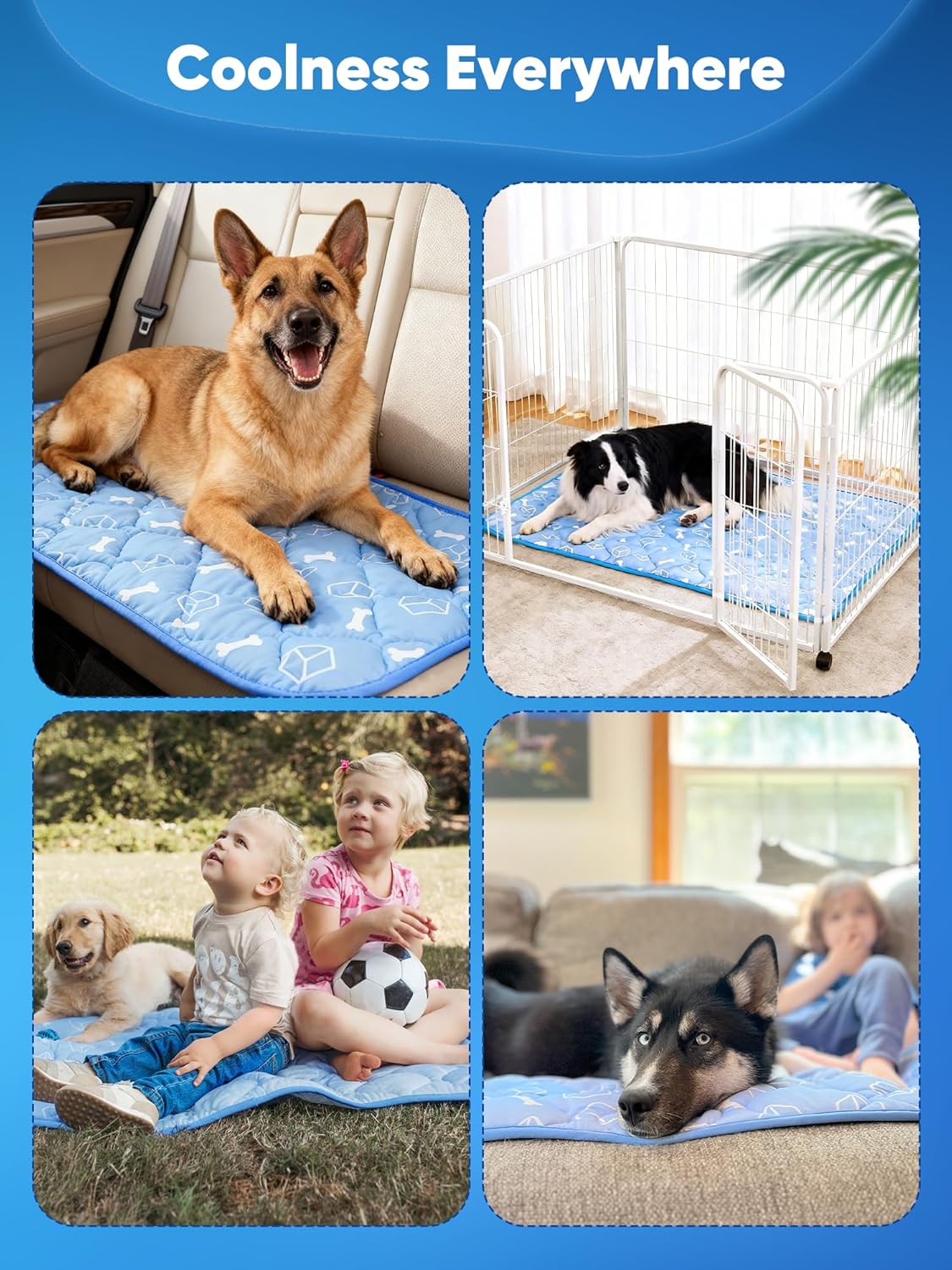 Selbstkühlende Hundematte, XL Blau