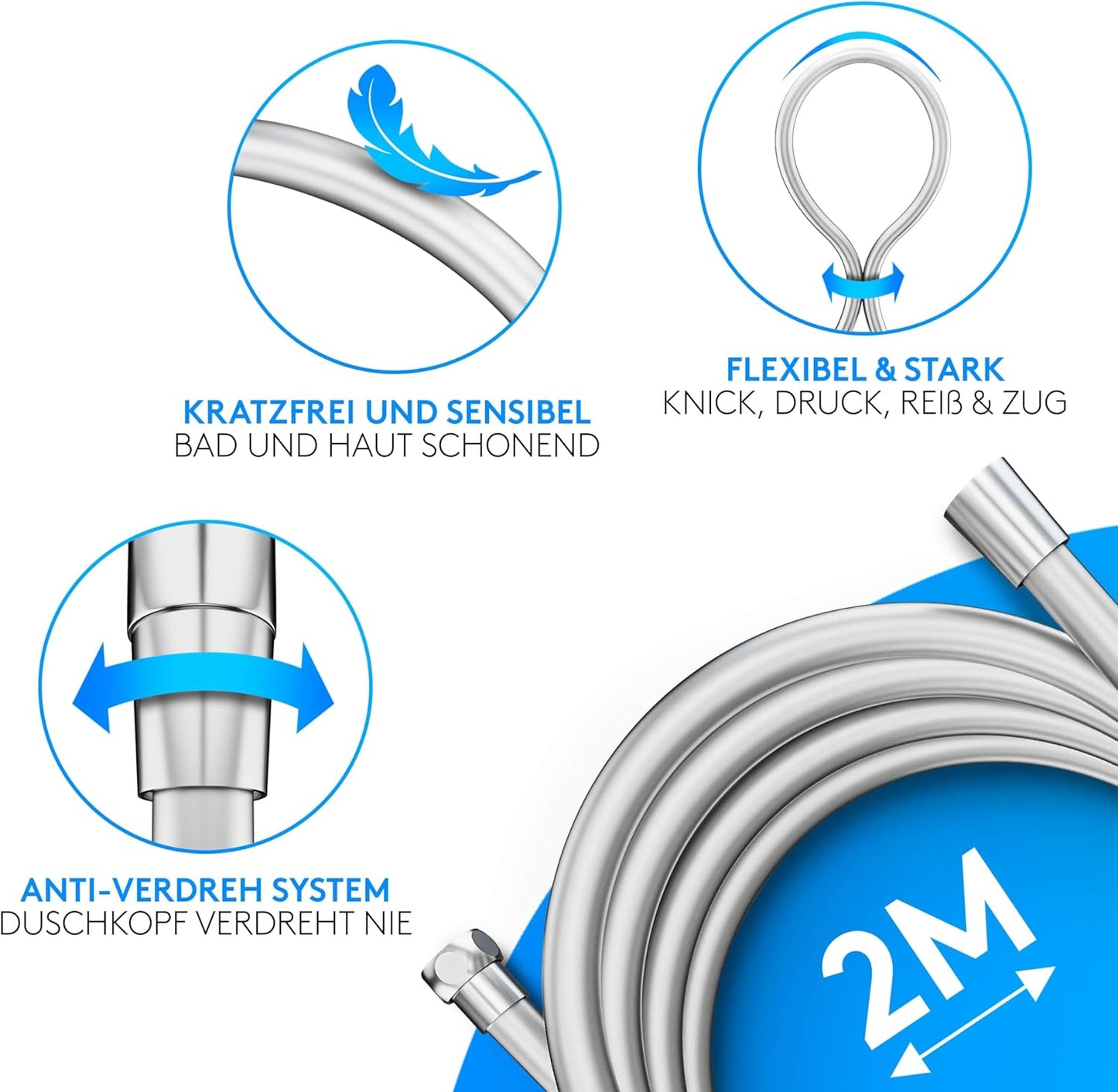 Duschkopf-Set mit Schlauch & Halterung