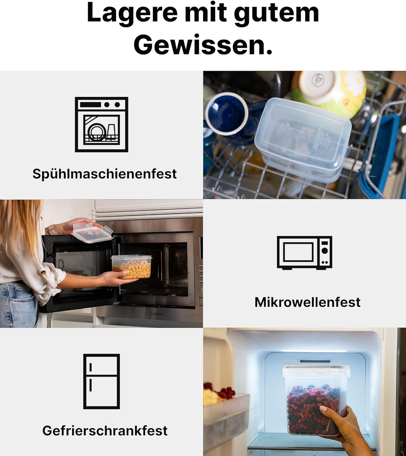 Vorratsdosen-Set mit Deckel, 24 Set Weiss