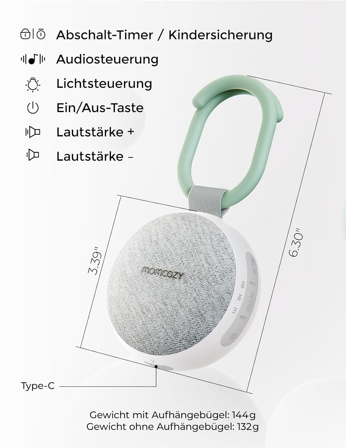 Tragbare White Noise Maschine mit Nachtlicht