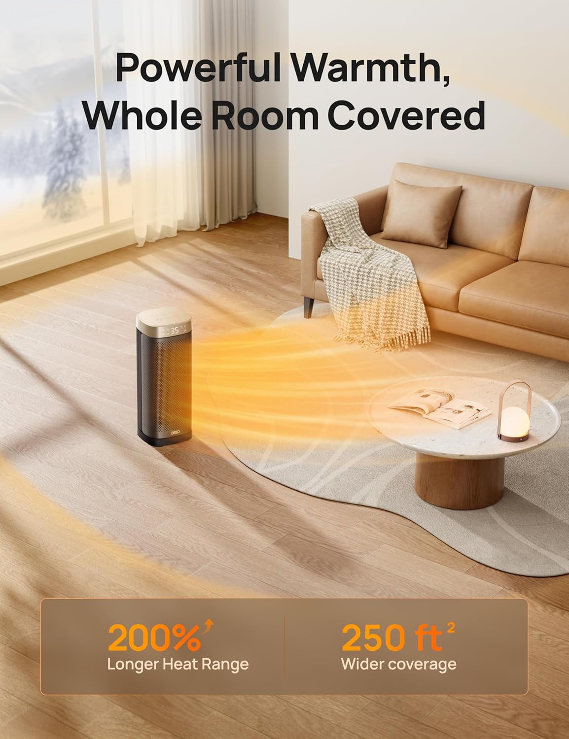Solaris Slim H2 Heizlüfter mit Thermostat, Gold