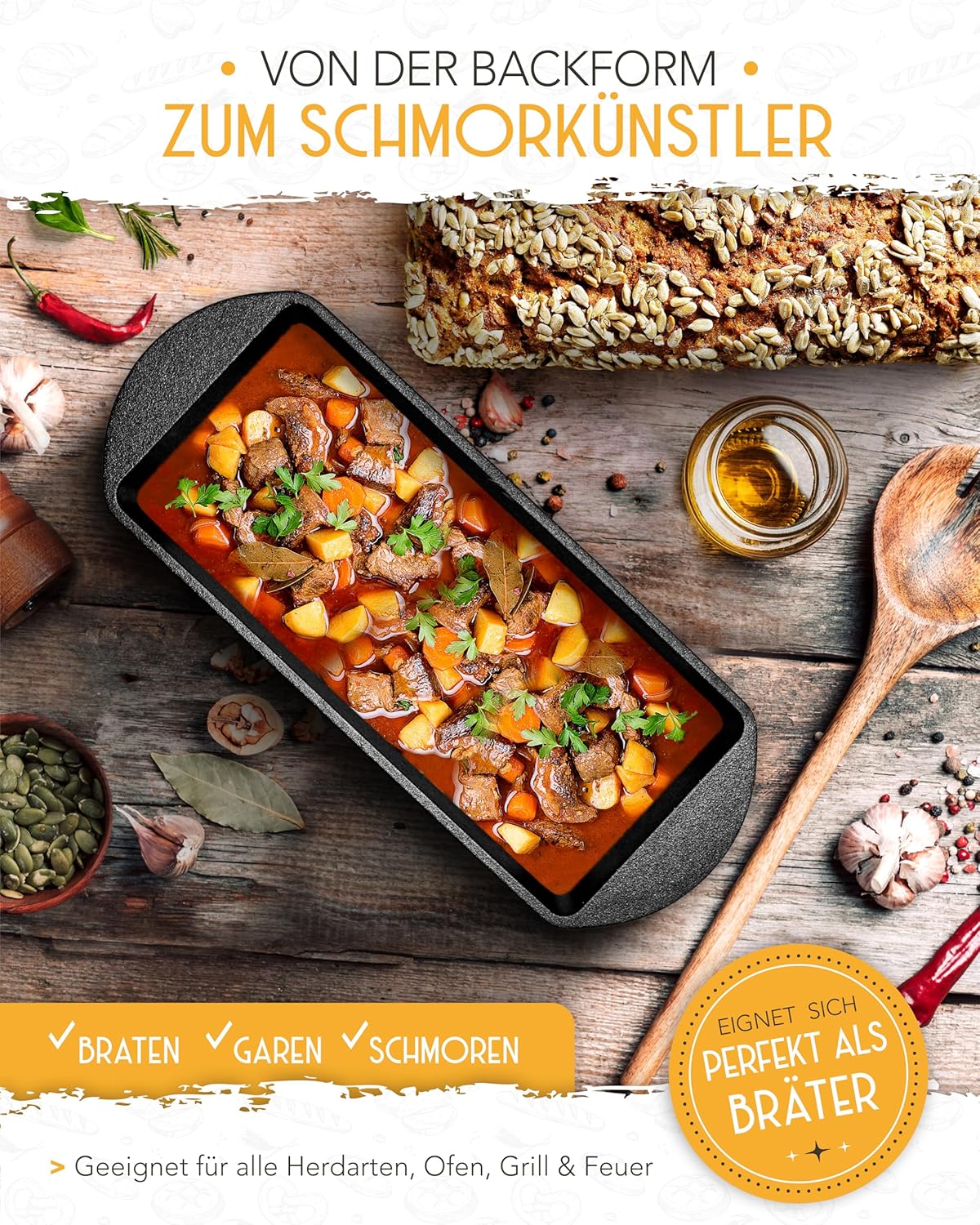 Brotbackform mit Deckel, Kastenform - einzeln