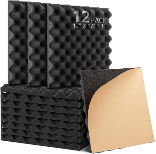Selbstklebende Akustikplatten, Selbstklebend-12 Stück 2.5cm-Schwarz
