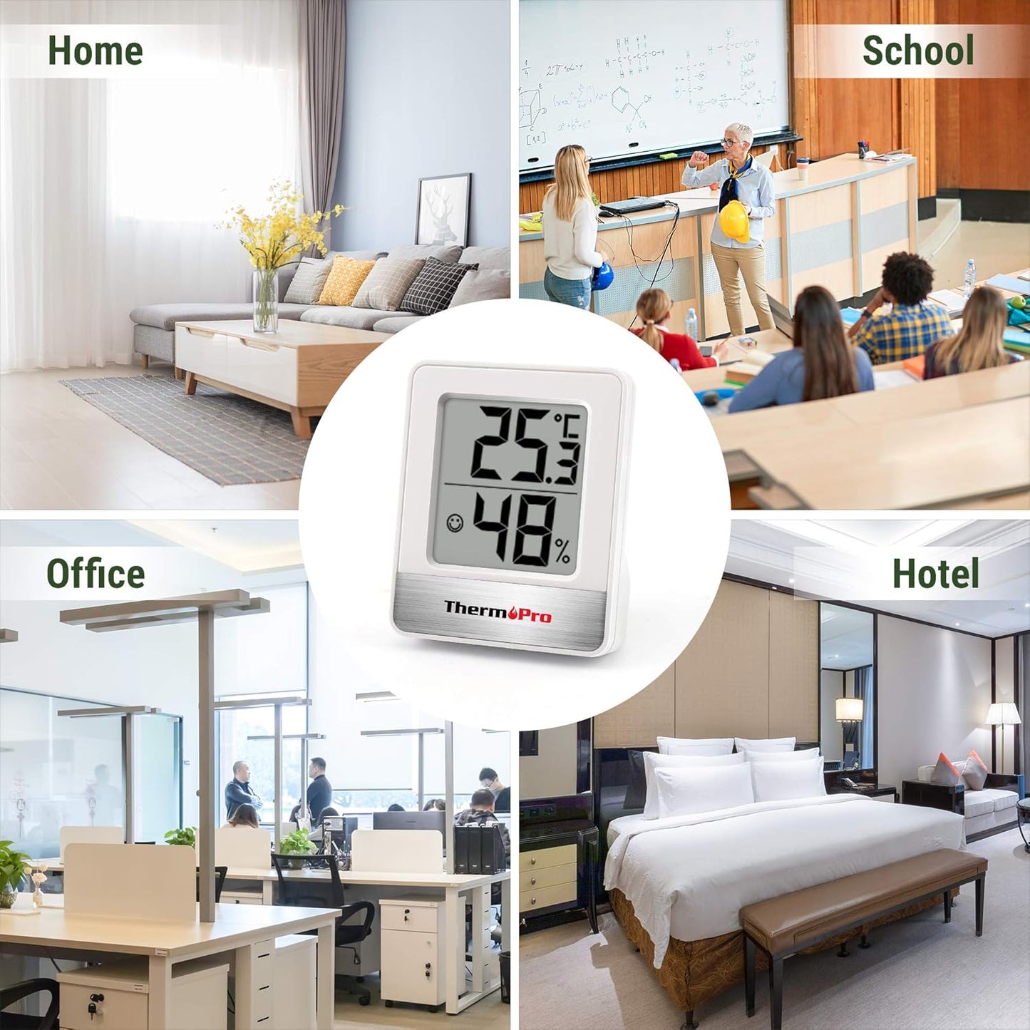 4er-Set Raumthermometer TP49W-4, Weiss 4er Set