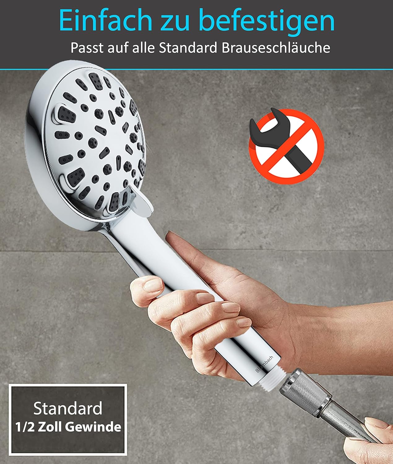 Hochdruck Duschkopf mit 8 Strahlarten, 8L/Min. 8 Strahlarten / Sparduschkopf